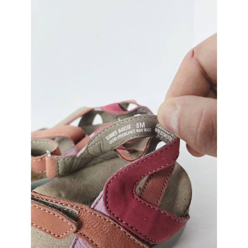 Munro Womens Leather Comfort Walking Wedge Sandal - Size 8 pink